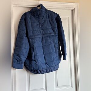 New dd Boutique Small Blue Quilted Snap Button Puffer Front Zip Pocket Pullover